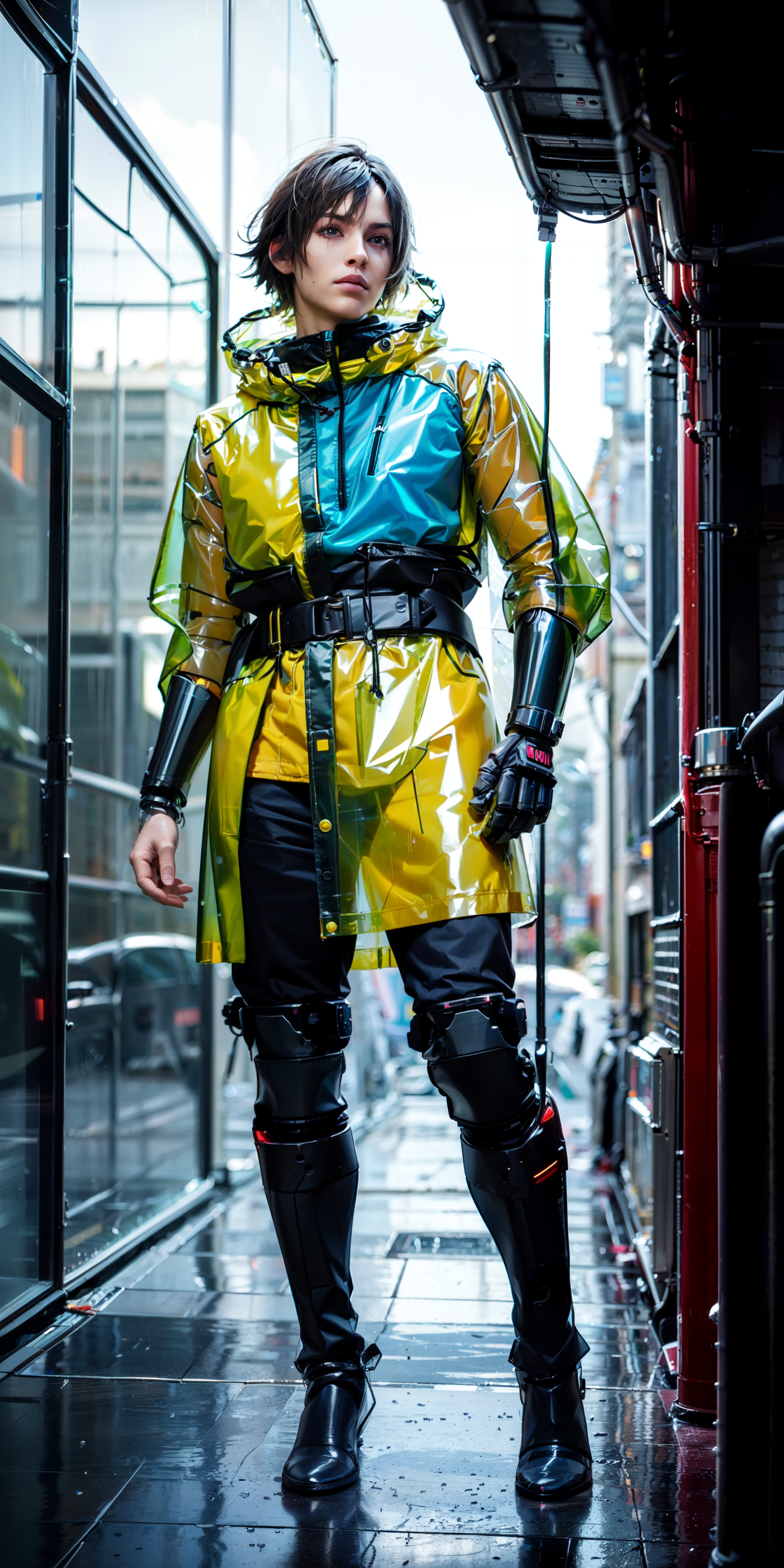 00209-898514619-_lora_Plastic coat_20230530052249-000003_0.8_，A boy,male,male wear plastic coat, blue hair, short hair,mechanical body, robot, r.png